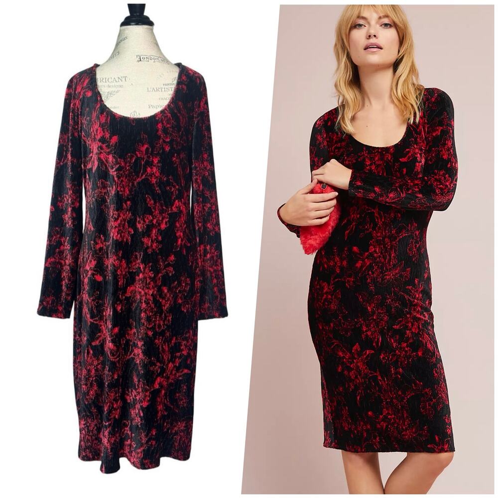 HD in Paris | Women | Deidre Dark Floral Textured Velvet Midi Column Dress | XL